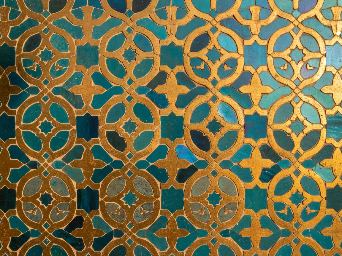 Stunning Islamic patterns with intricate blue and gold tiles